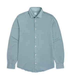 Fedeli Light Cotton Pique Shirt in Pale Green