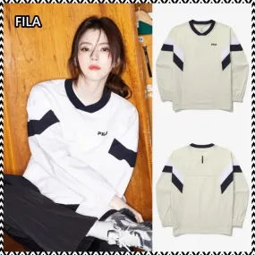 FILA | Unisex Plain Logo Crew Neck Street Style Shirt