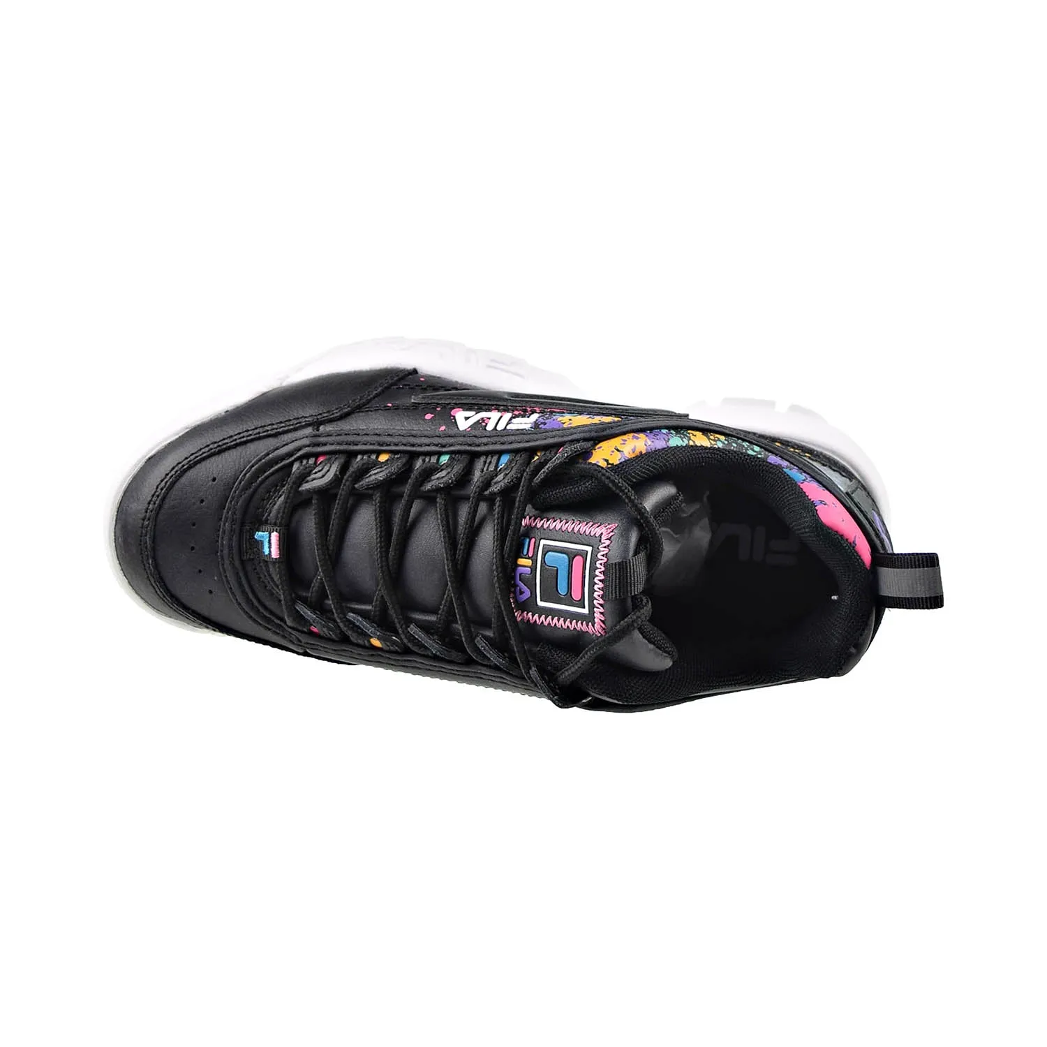 Fila Disruptor II Women's Shoes Black-White-Shocking Pink DIY Paint Splatter