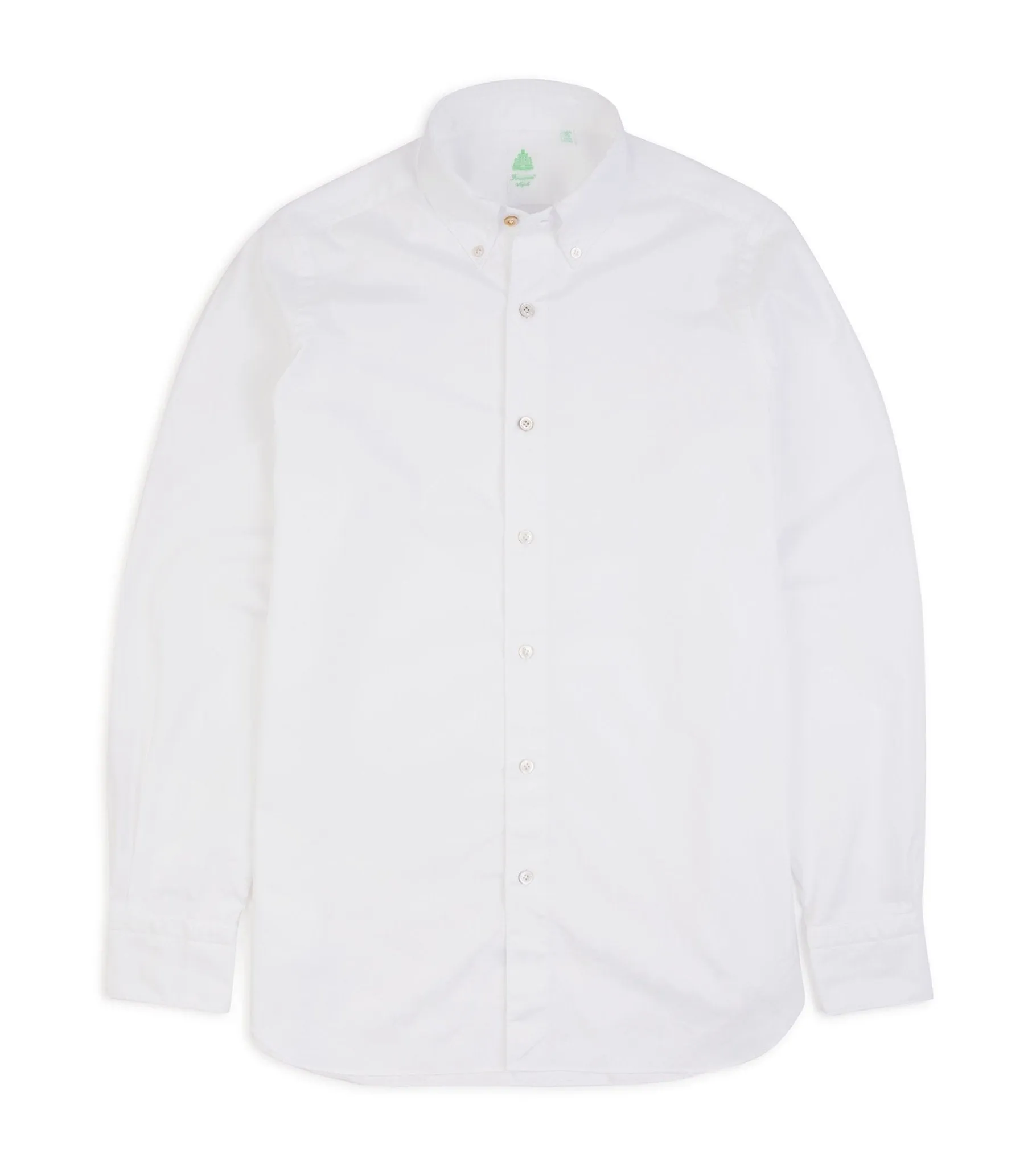 Finamore Gaeta Classic White Button Down Sport Shirt: Fine Oxford Cotton Leonardo