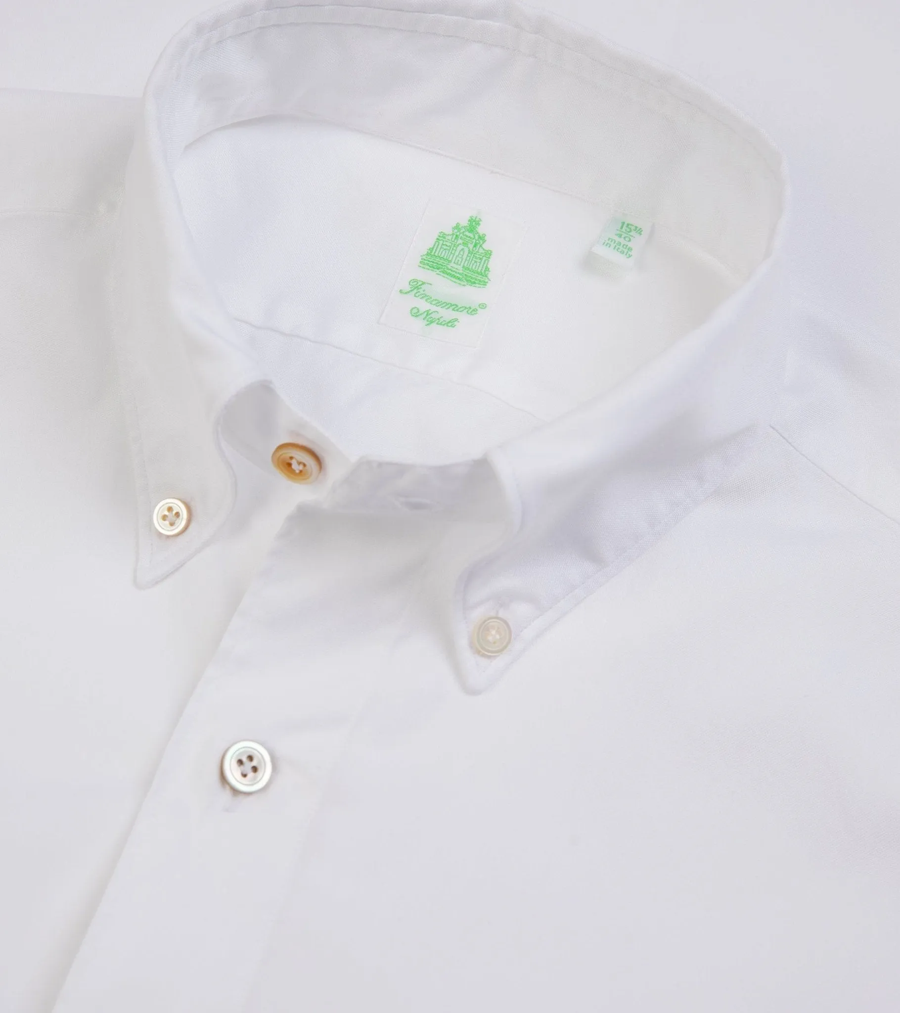 Finamore Gaeta Classic White Button Down Sport Shirt: Fine Oxford Cotton Leonardo