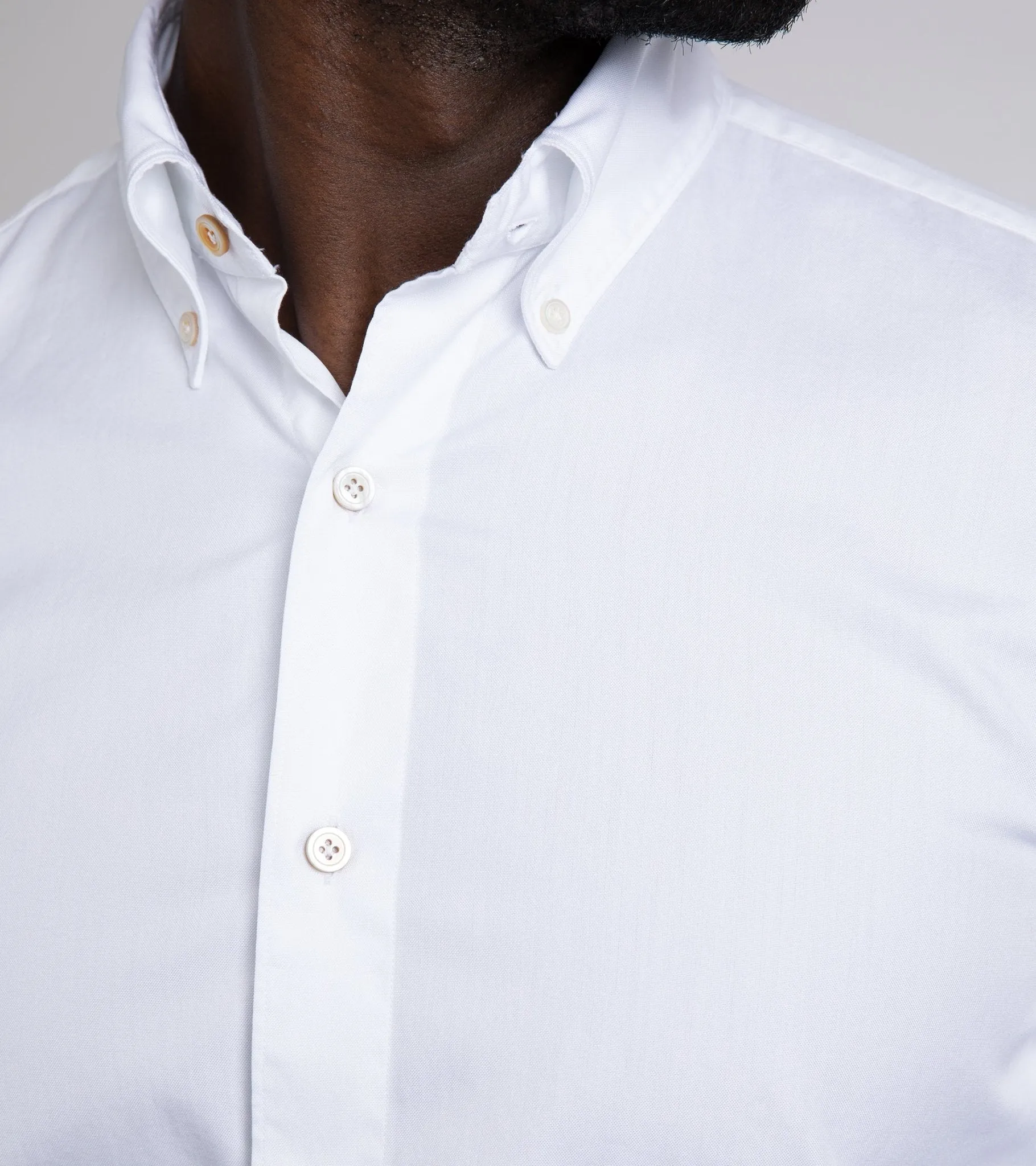 Finamore Gaeta Classic White Button Down Sport Shirt: Fine Oxford Cotton Leonardo