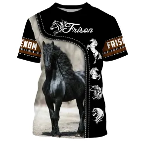 Frison Horse, Netherlands Warmblood Equine Breed, Horse Lovers, Horse Enthusiasts, Customizable 3D All-Over Tee Shirt, Gift.