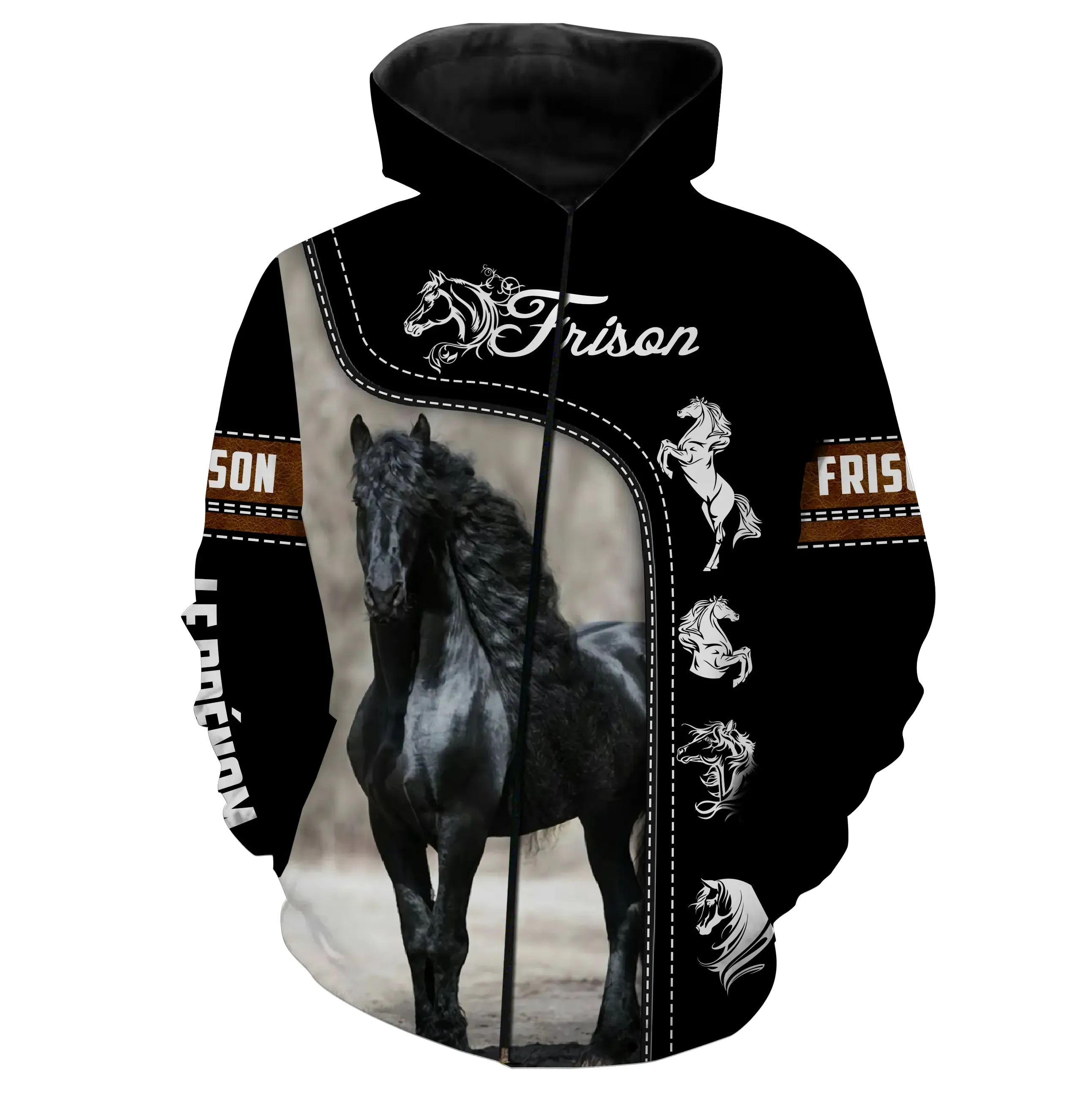 Frison Horse, Netherlands Warmblood Equine Breed, Horse Lovers, Horse Enthusiasts, Customizable 3D All-Over Tee Shirt, Gift.