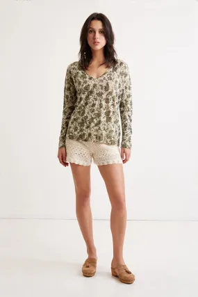 Gerard Darel & PabloLAURYNNE FLORAL PRINT LINEN SWEATER