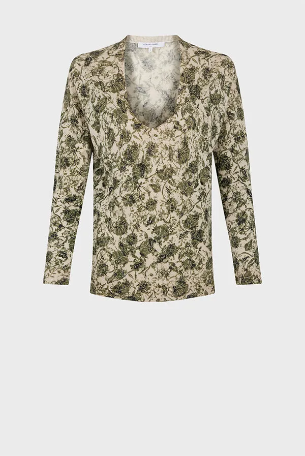 Gerard Darel & PabloLAURYNNE FLORAL PRINT LINEN SWEATER