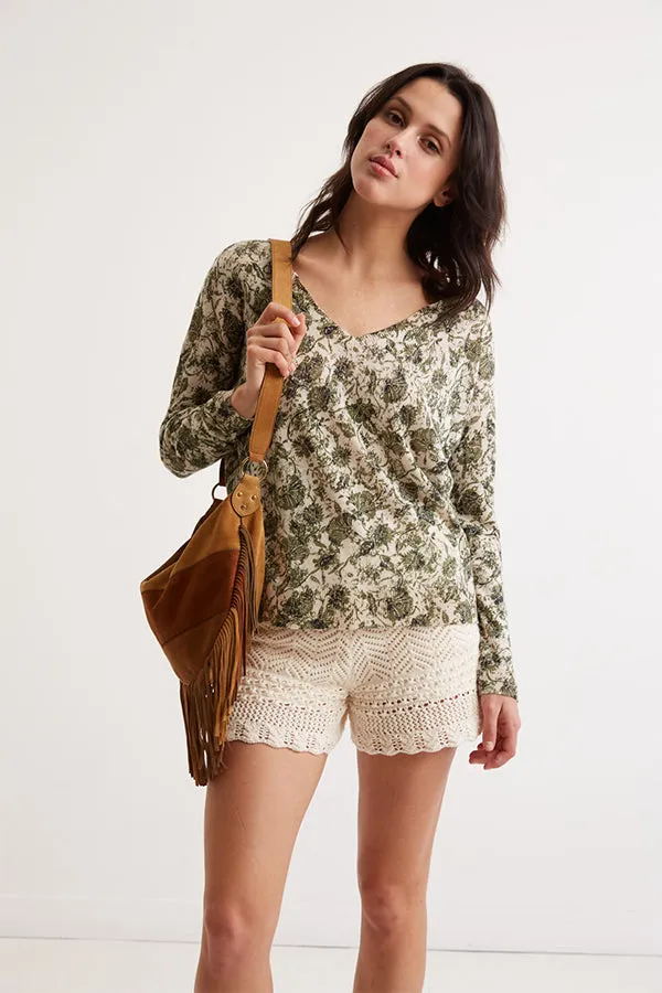 Gerard Darel & PabloLAURYNNE FLORAL PRINT LINEN SWEATER