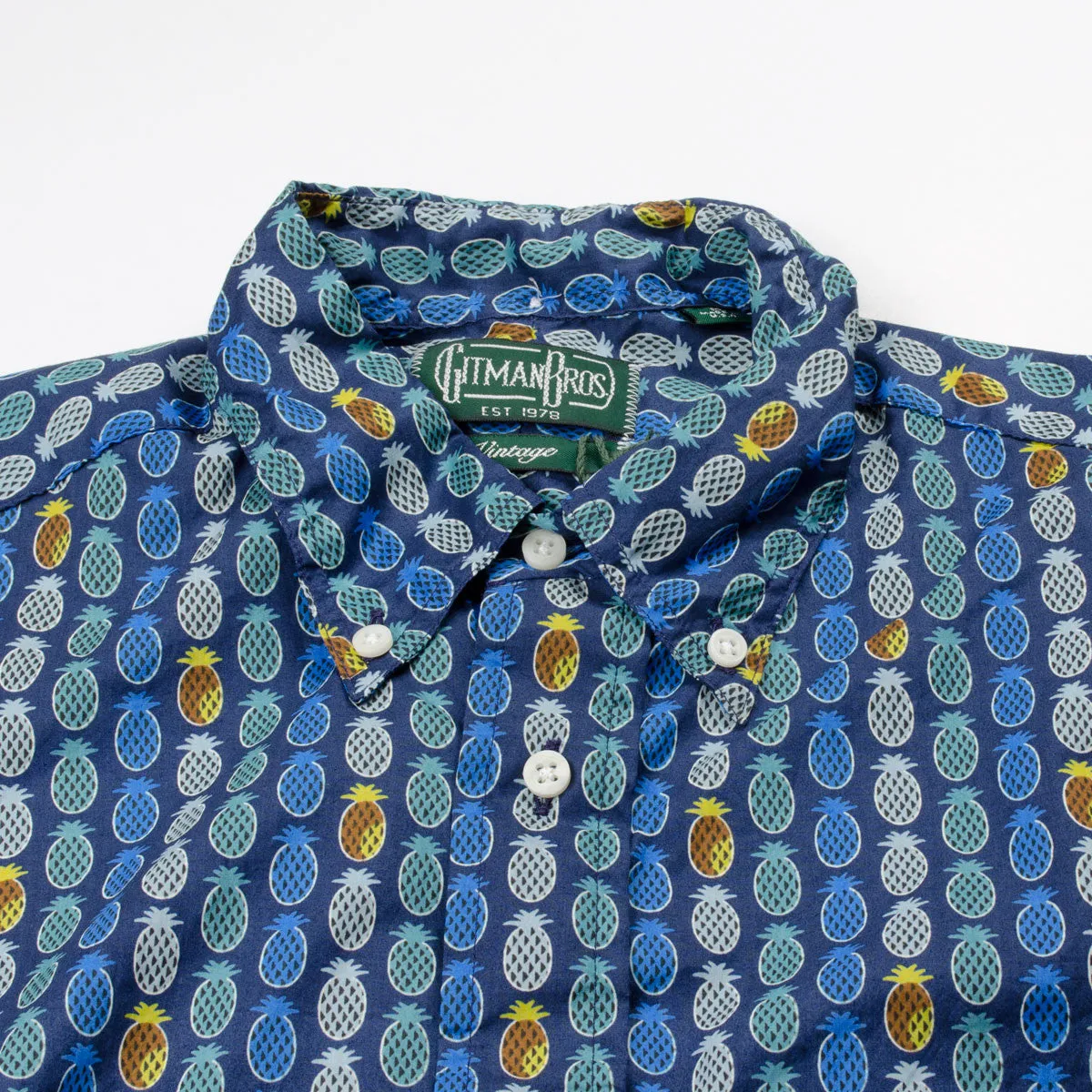 Gitman Vintage - Pina Among The Pines Shirt - Pineapple Navy Print