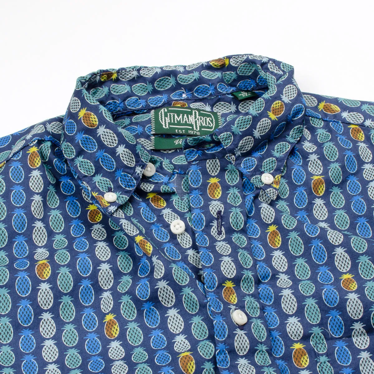 Gitman Vintage - Pina Among The Pines Shirt - Pineapple Navy Print