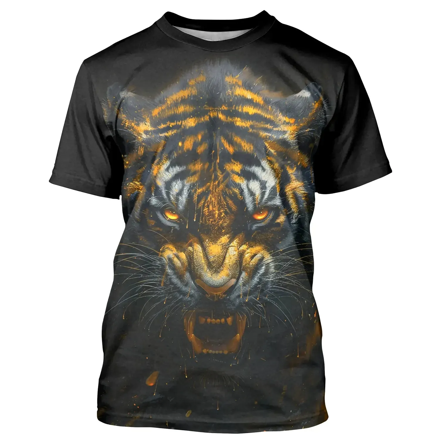 Golden Tiger T-Shirt - Intense Wildlife Gaze - Predator Spirit - CT22022450