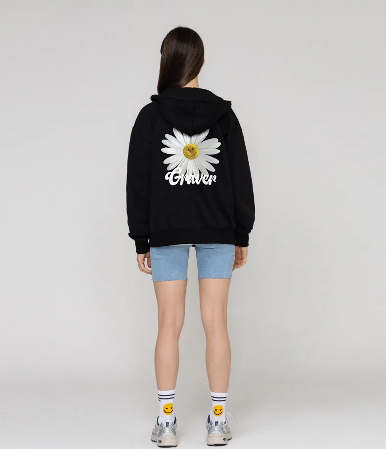 GRAVER Daisy Flower Smile Hoodie Zip Up