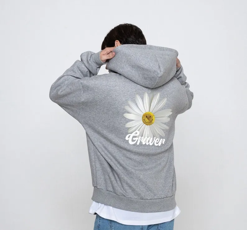 GRAVER Daisy Flower Smile Hoodie Zip Up