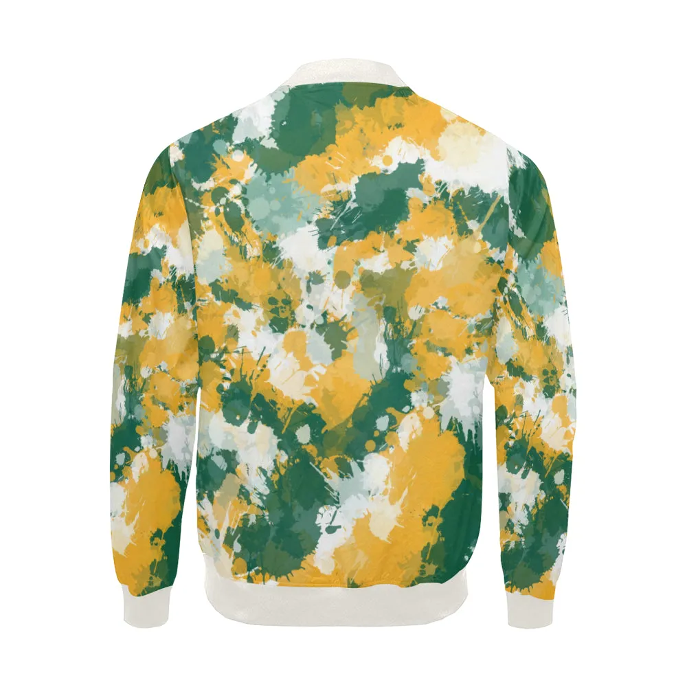 Green Yellow White Paint Splatter Jacket Big Tall Bomber