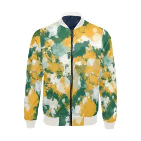 Green Yellow White Paint Splatter Jacket Big Tall Bomber