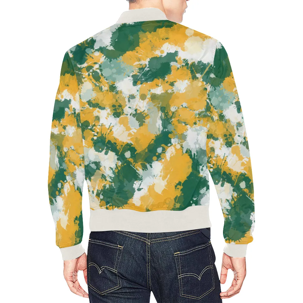 Green Yellow White Paint Splatter Jacket Big Tall Bomber