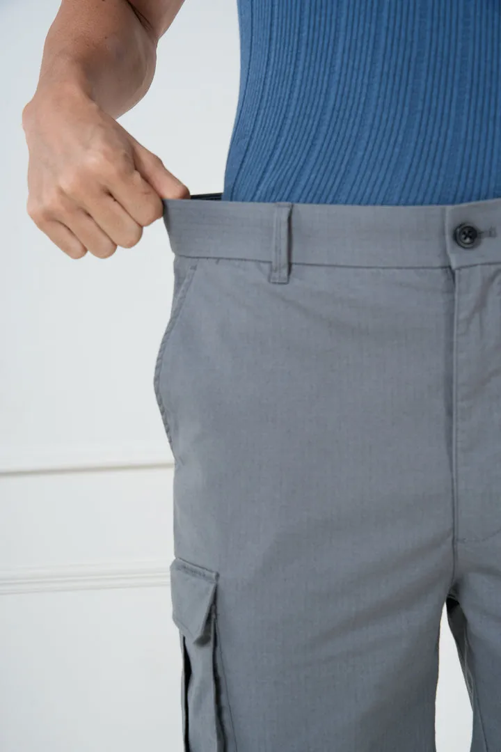 Grey Textured Cargo Shorts