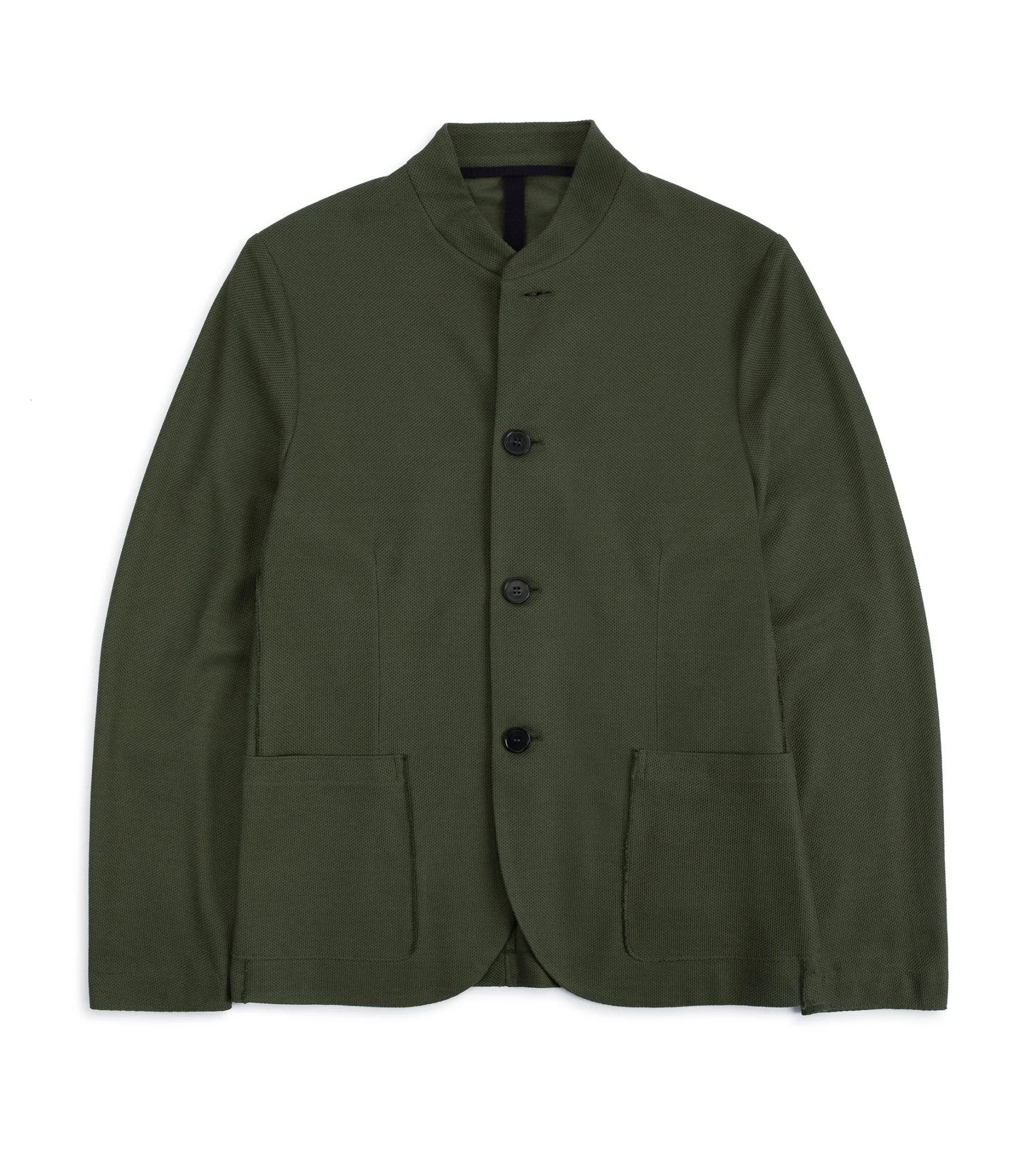 Harris Wharf jacket: Moss Green, Loro Piana honeycomb cotton Nehru jacket