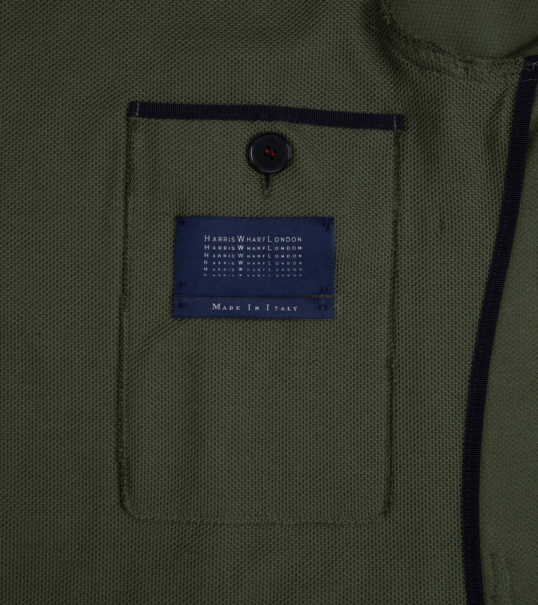 Harris Wharf jacket: Moss Green, Loro Piana honeycomb cotton Nehru jacket