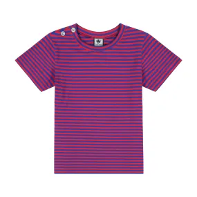 Henry Boys Red Blue Stripe Button Shoulder Tee