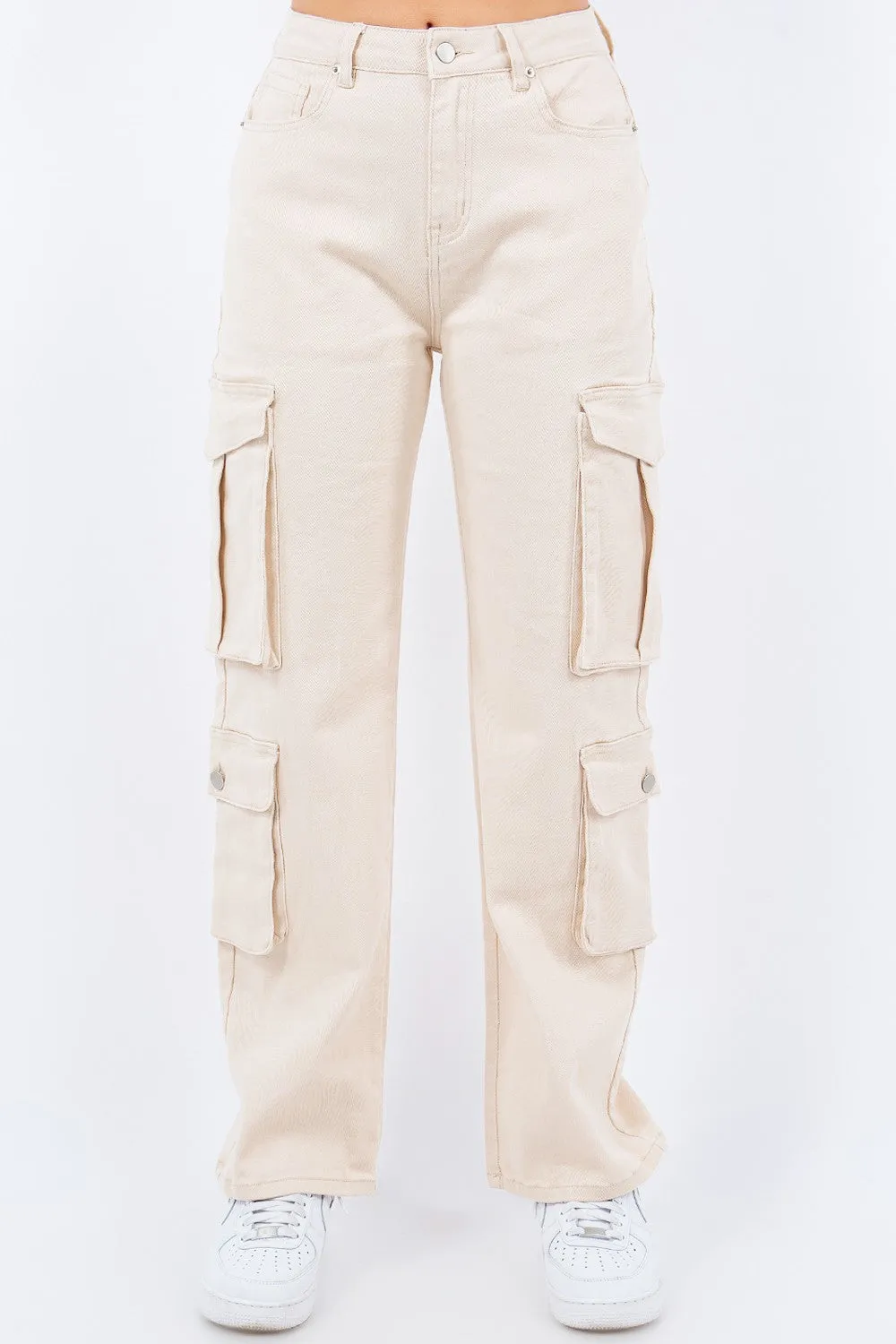 High Waist Cargo Pants with Multiple Pockets