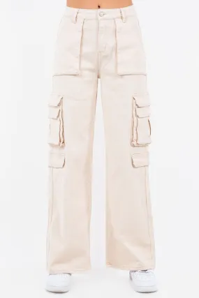 High Waist Straight Cargo Trousers