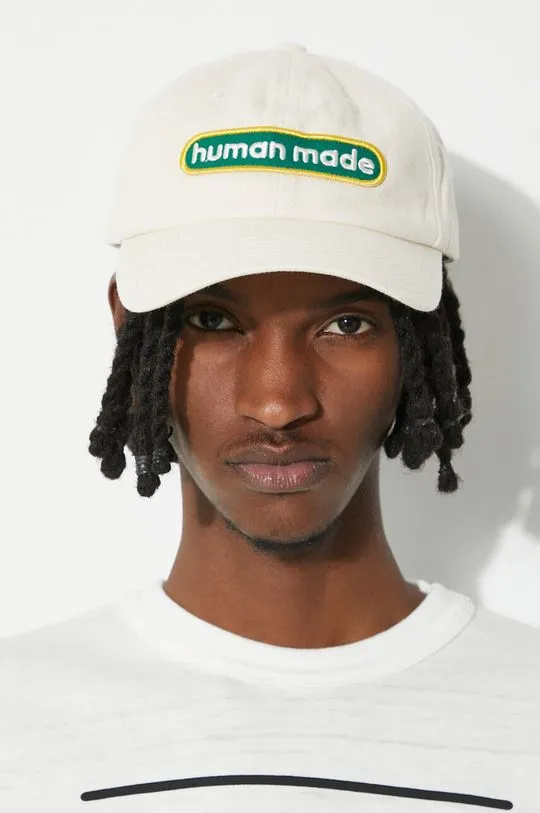 Human Made cotton baseball cap 6 Panel beige color HM27GD013