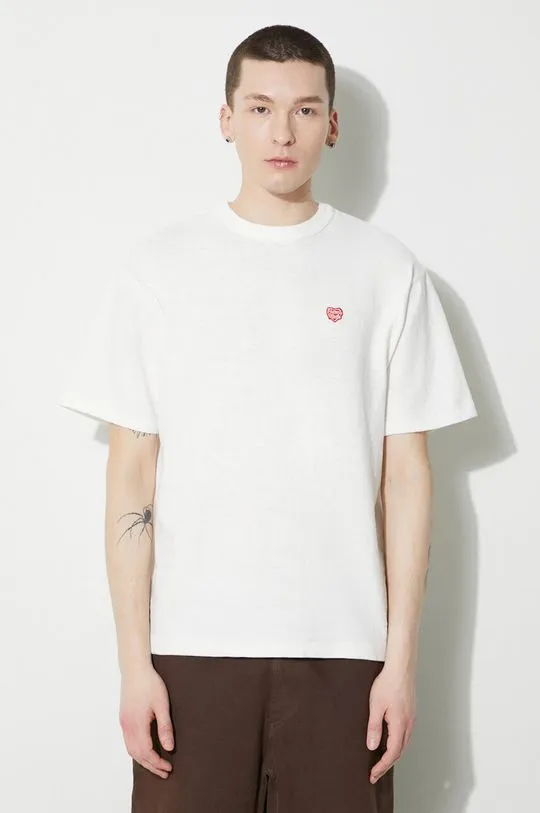 Human Made cotton t-shirt Heart Badge men’s white color HM27CS002