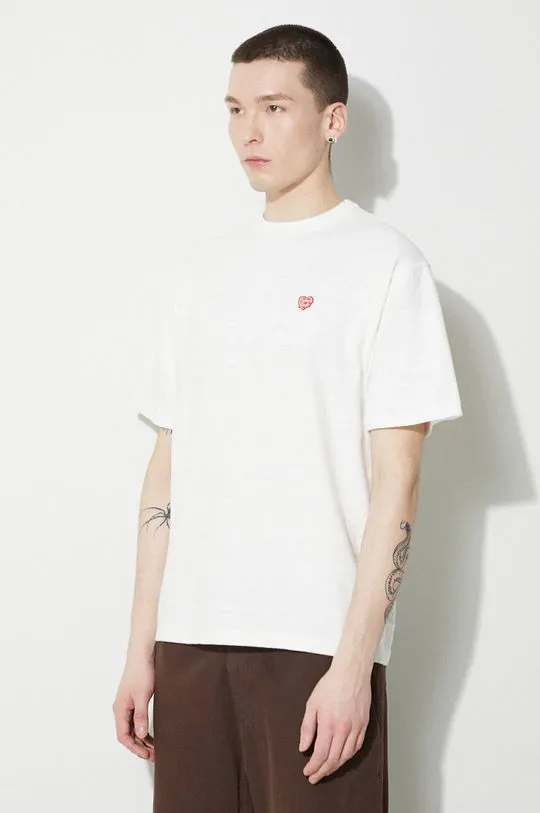 Human Made cotton t-shirt Heart Badge men’s white color HM27CS002