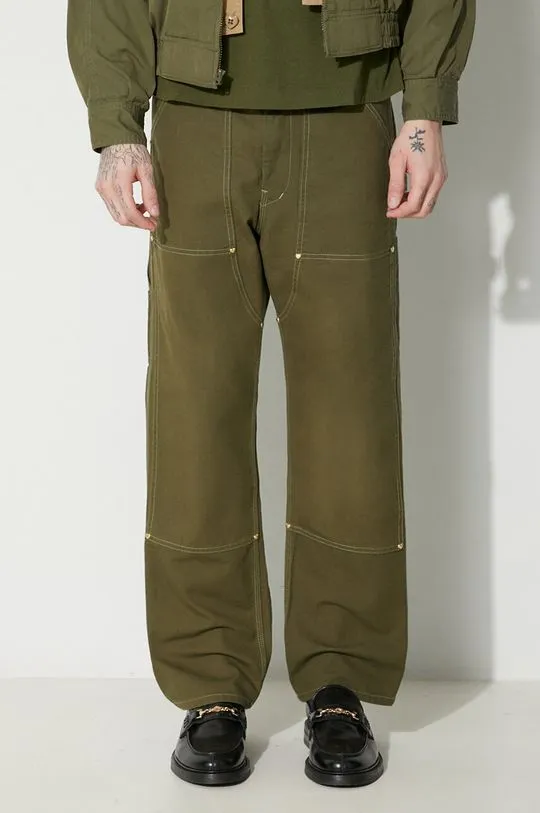 Human Made cotton trousers Duck Painter green color HM26PT012