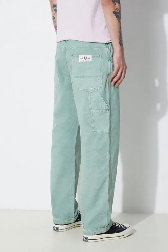 Human Made cotton trousers Garment Dyed Painter Pants green color HM27PT008