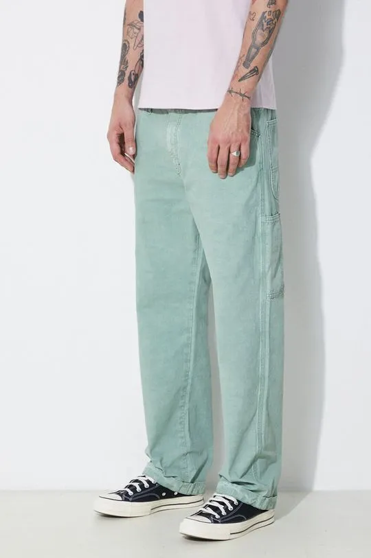 Human Made cotton trousers Garment Dyed Painter Pants green color HM27PT008