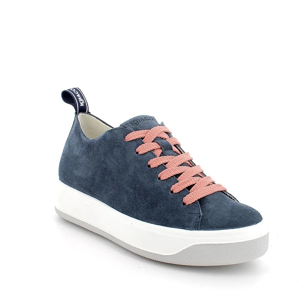 IGI&CO women's sneakers SCAM.SUPER10/12 in jeans-colored leather - 3657300