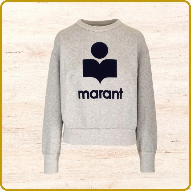 Isabel Marant Etoile Crew Neck Cotton Logo Hoodies & Sweatshirts with Long Sleeves