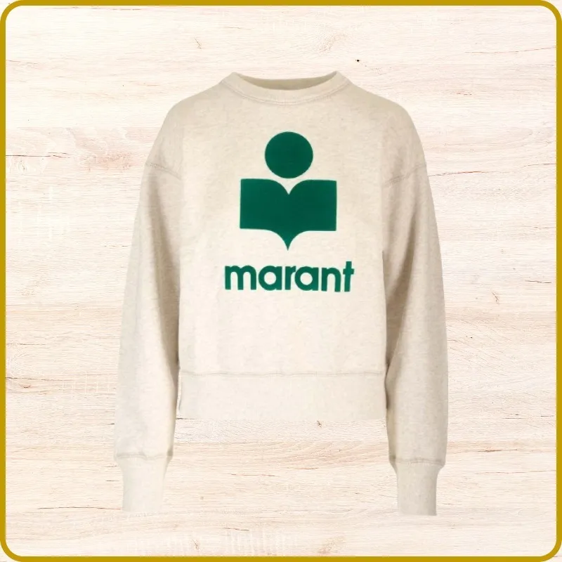 Isabel Marant Etoile Crew Neck Cotton Logo Hoodies & Sweatshirts with Long Sleeves