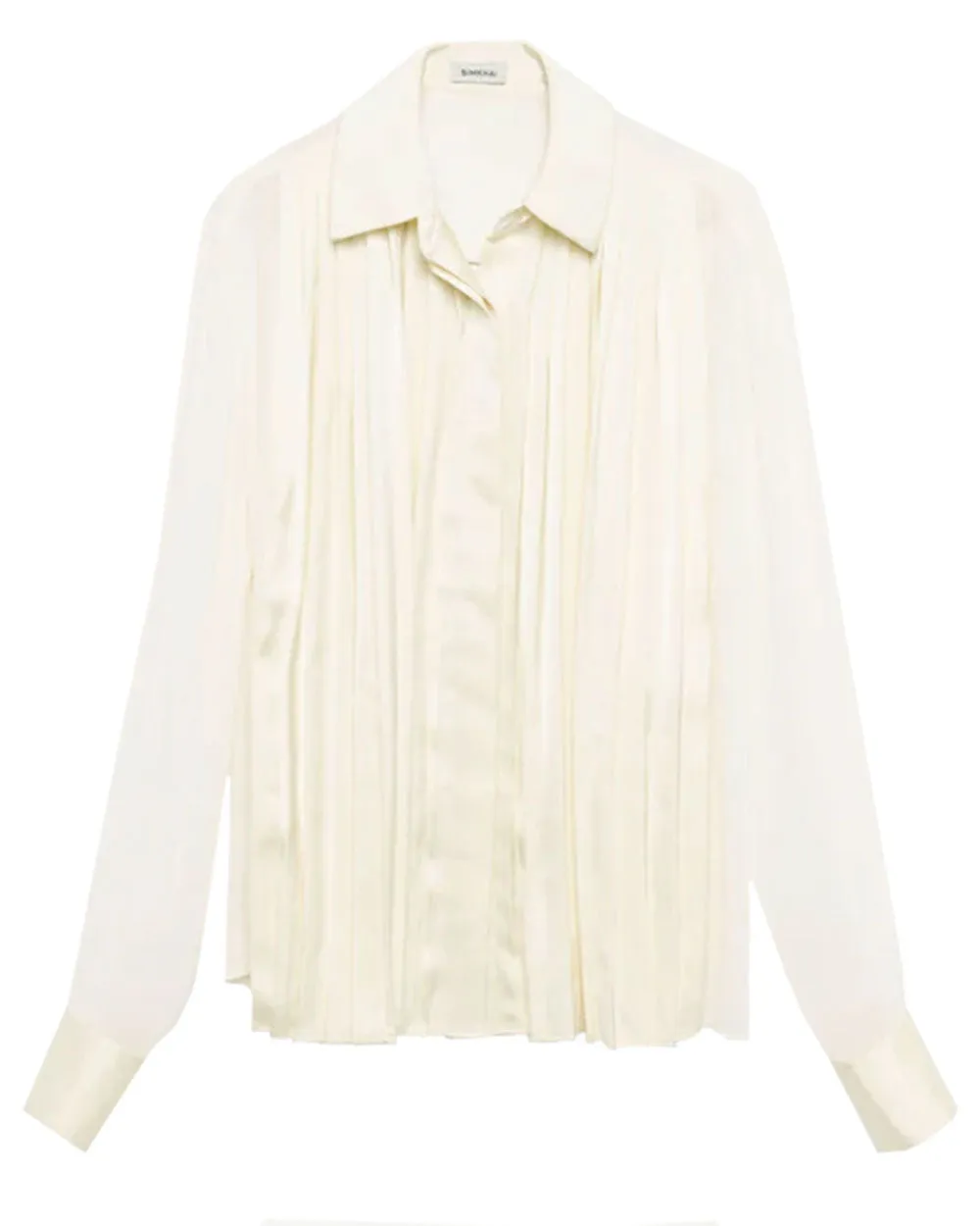 Ivory Pleated Long Sleeve Vinka Shirt