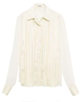 Ivory Pleated Long Sleeve Vinka Shirt