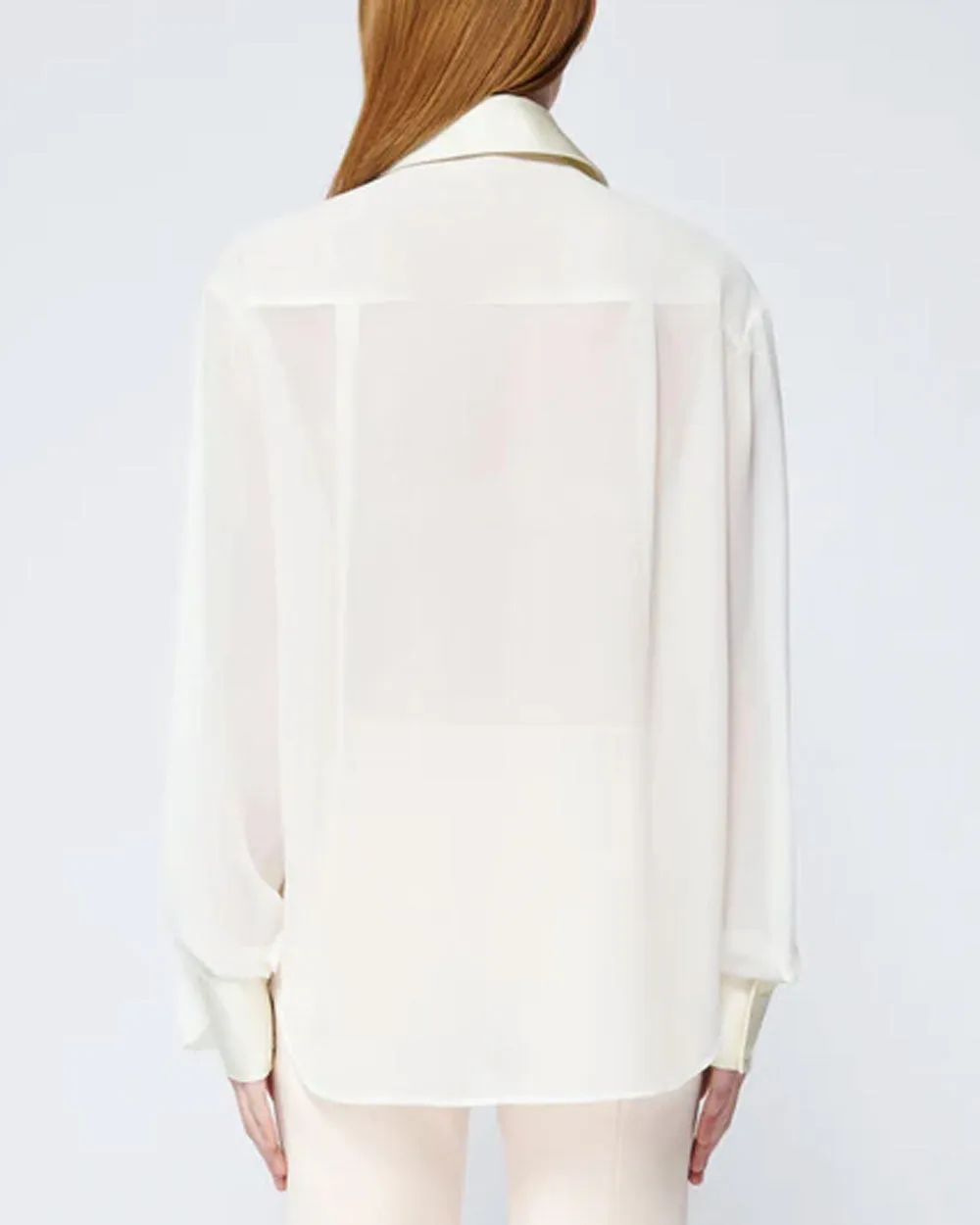 Ivory Pleated Long Sleeve Vinka Shirt