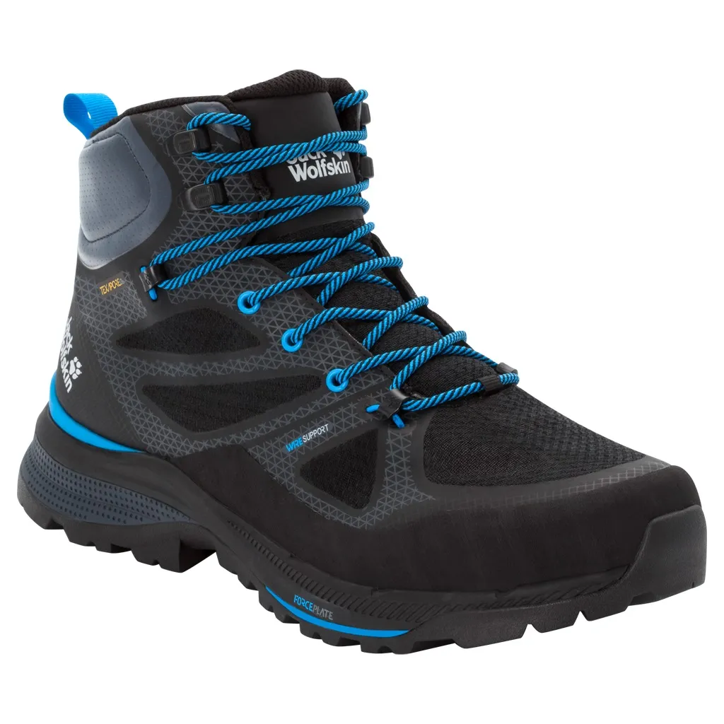 Jack Wolfskin Men's Force Striker Texapore Mid Black/Blue | Buy Jack Wolfskin Men's Force Striker Texapore Mid Black/B