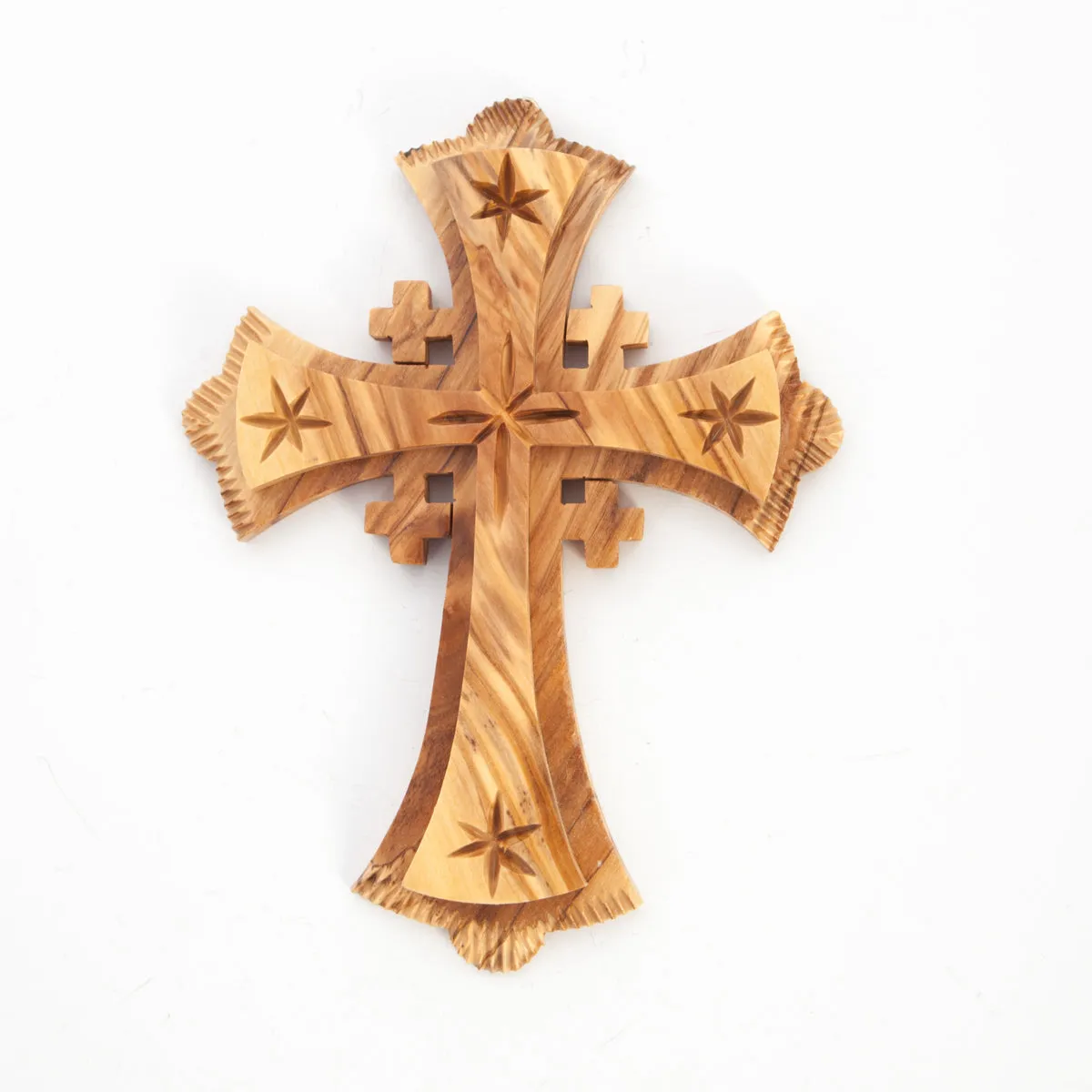 Jerusalem Wall Cross 6.5 Inches - Holy Land Olive Wood