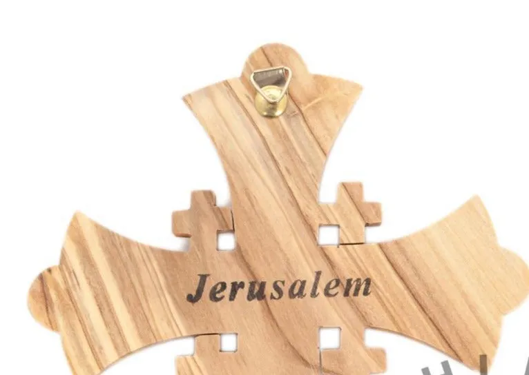 Jerusalem Wall Cross 6.5 Inches - Holy Land Olive Wood