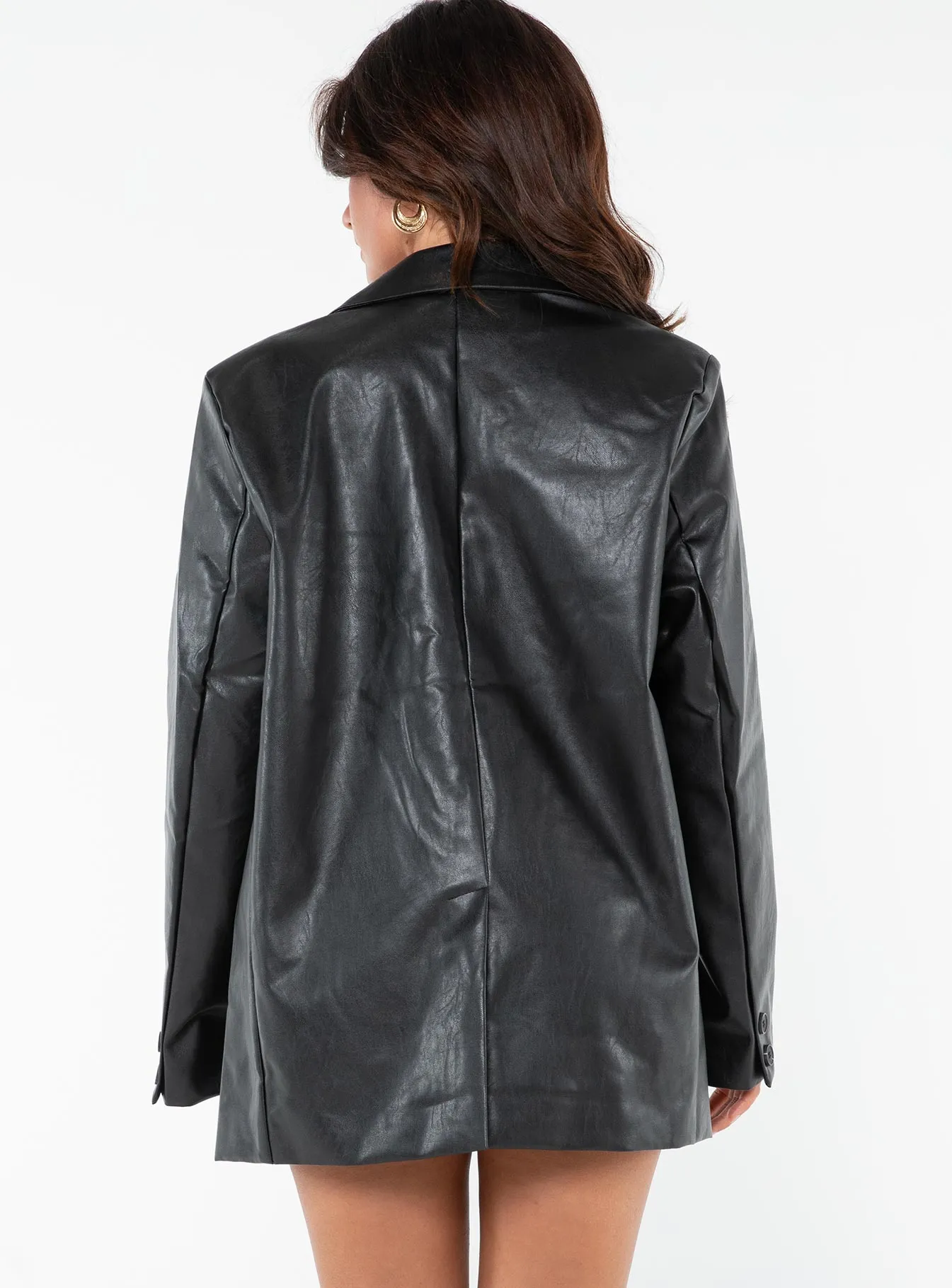 Jocelyn Black Petite Faux Leather Blazer - Buy Now