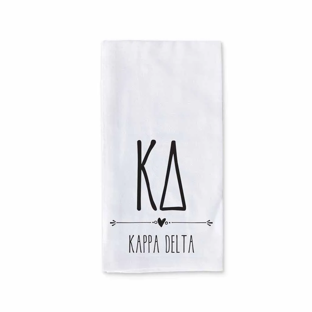 Kappa Delta Sorority Kitchen Towel with Boho Design