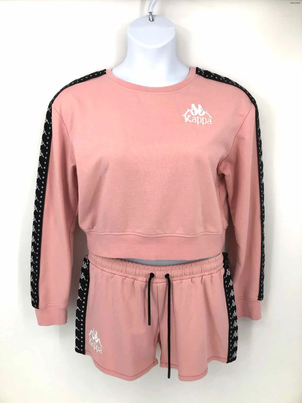 KAPPA Pink Black & White Sweatshirt Shorts Size LARGE  (L) 2PC Set