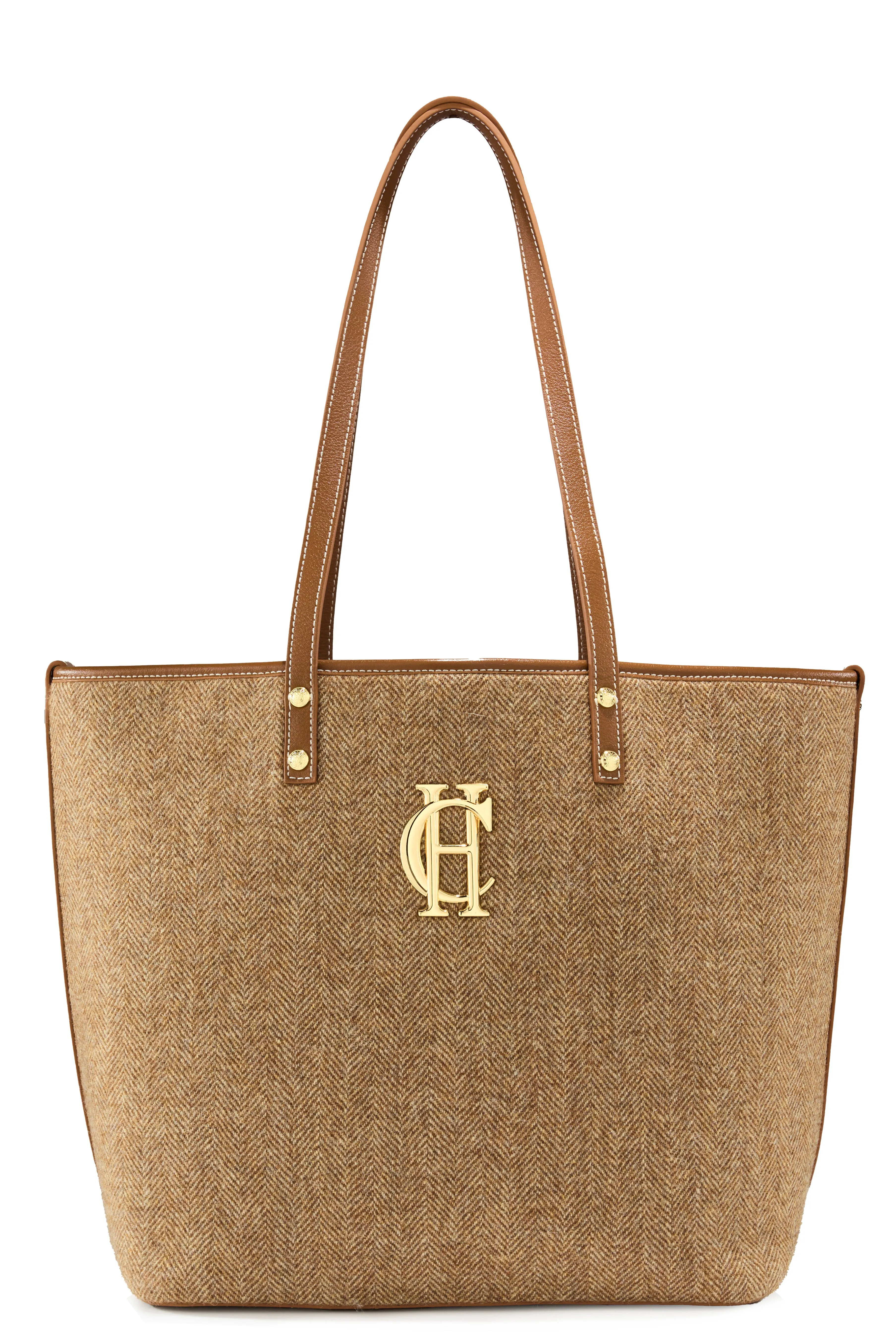 Kensington Tote Bag (Tan Herringbone)