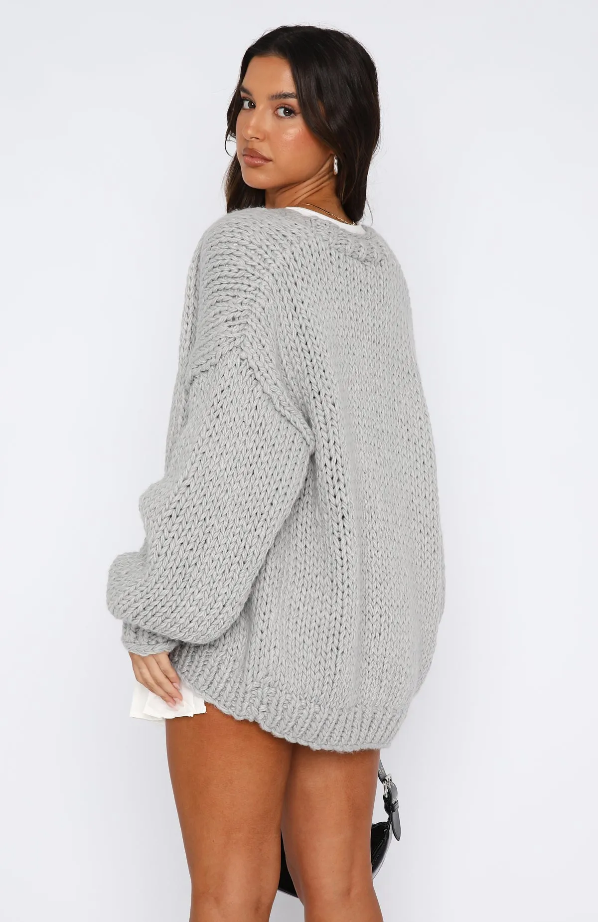 Knit Cardigan Grey Marle