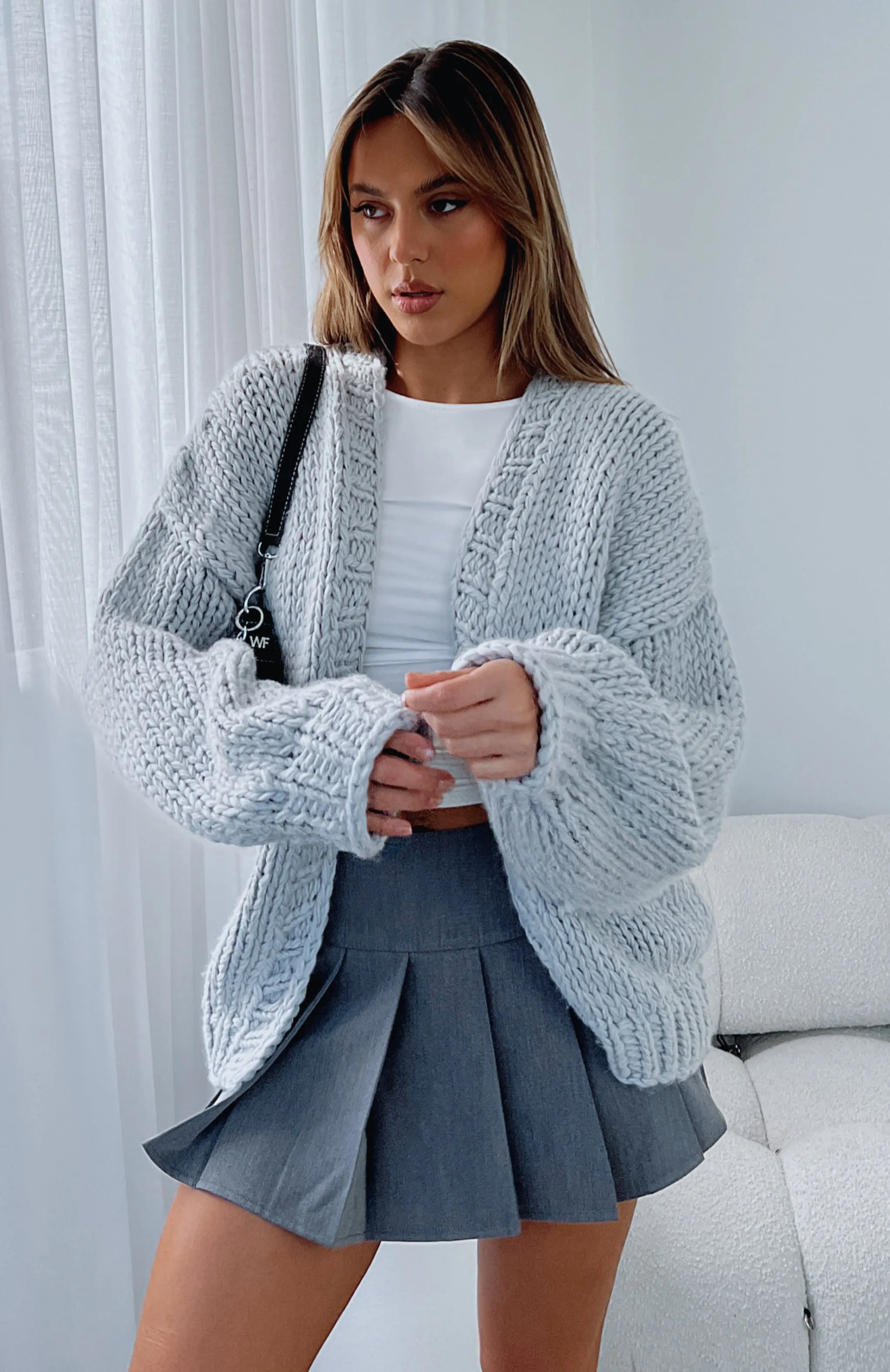 Knit Cardigan Grey Marle