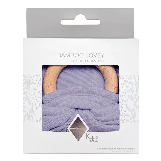 Kyte Baby Lovey with Removable Wooden Teething Ring in Taro