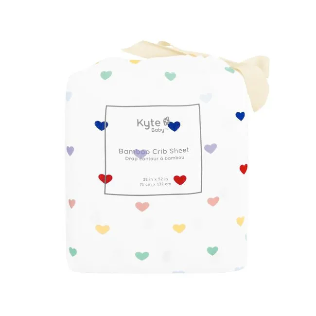 Kyte Baby Printed Crib Sheet in Cloud Rainbow Heart