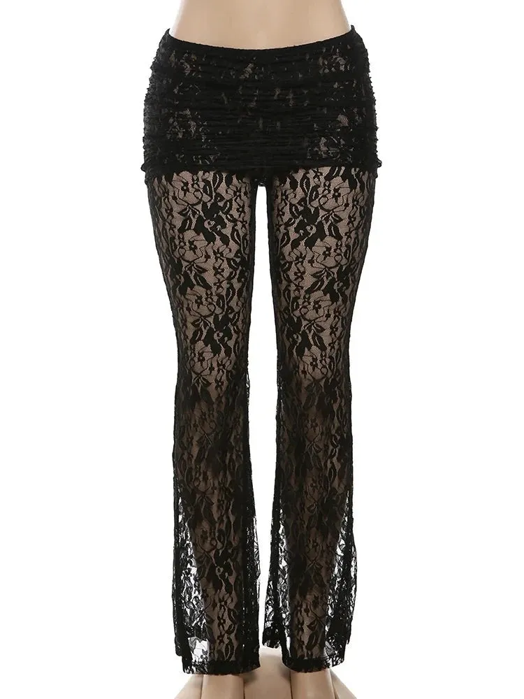 Lace Foldover Pants