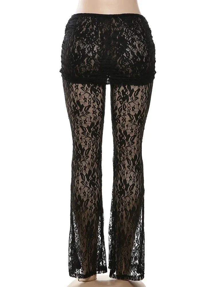 Lace Foldover Pants